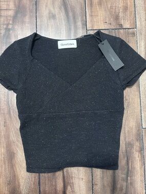 Threetimes Korea Glitter knit Top (Black)